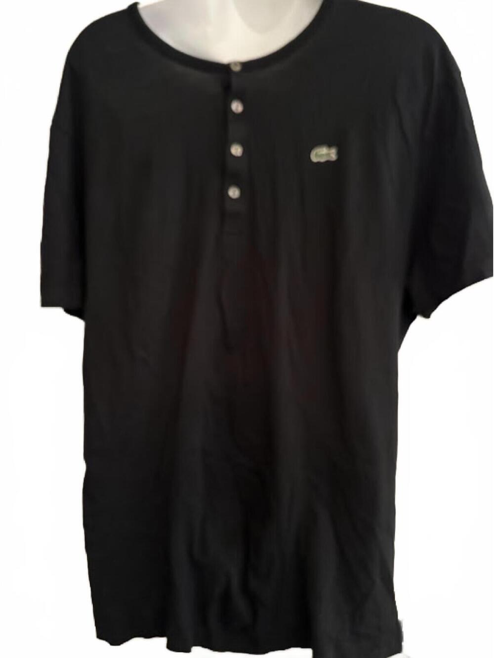 Lacoste Black Henley Tee Pima Cotton Size 8